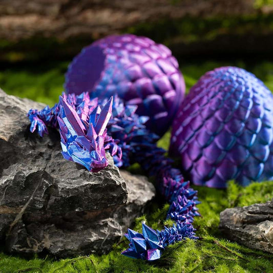 3D Printed Full Articulated Crystal Dragon with Dragon Egg