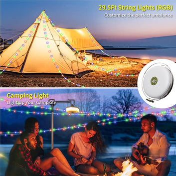 Camping Light String,  RGB Portable Outdoor String Lights