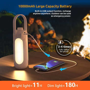 Camping Lantern 720LM with Flashlight Design 10000mAh Rechargeable