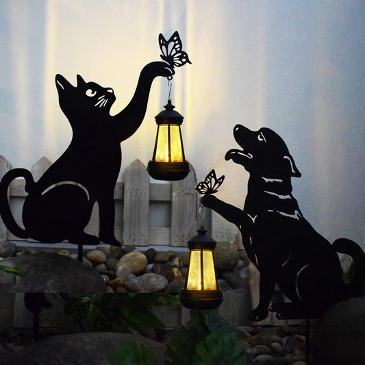 Metal Cat and Dog Stake with Solar-Powered Light