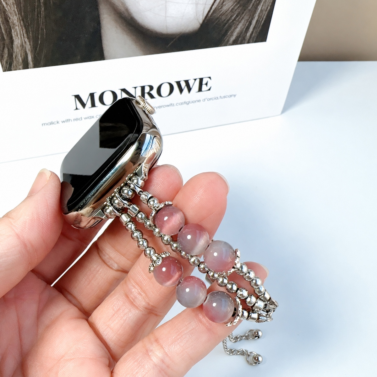 Adjustable Cat's Eye Beaded Apple Watch Band