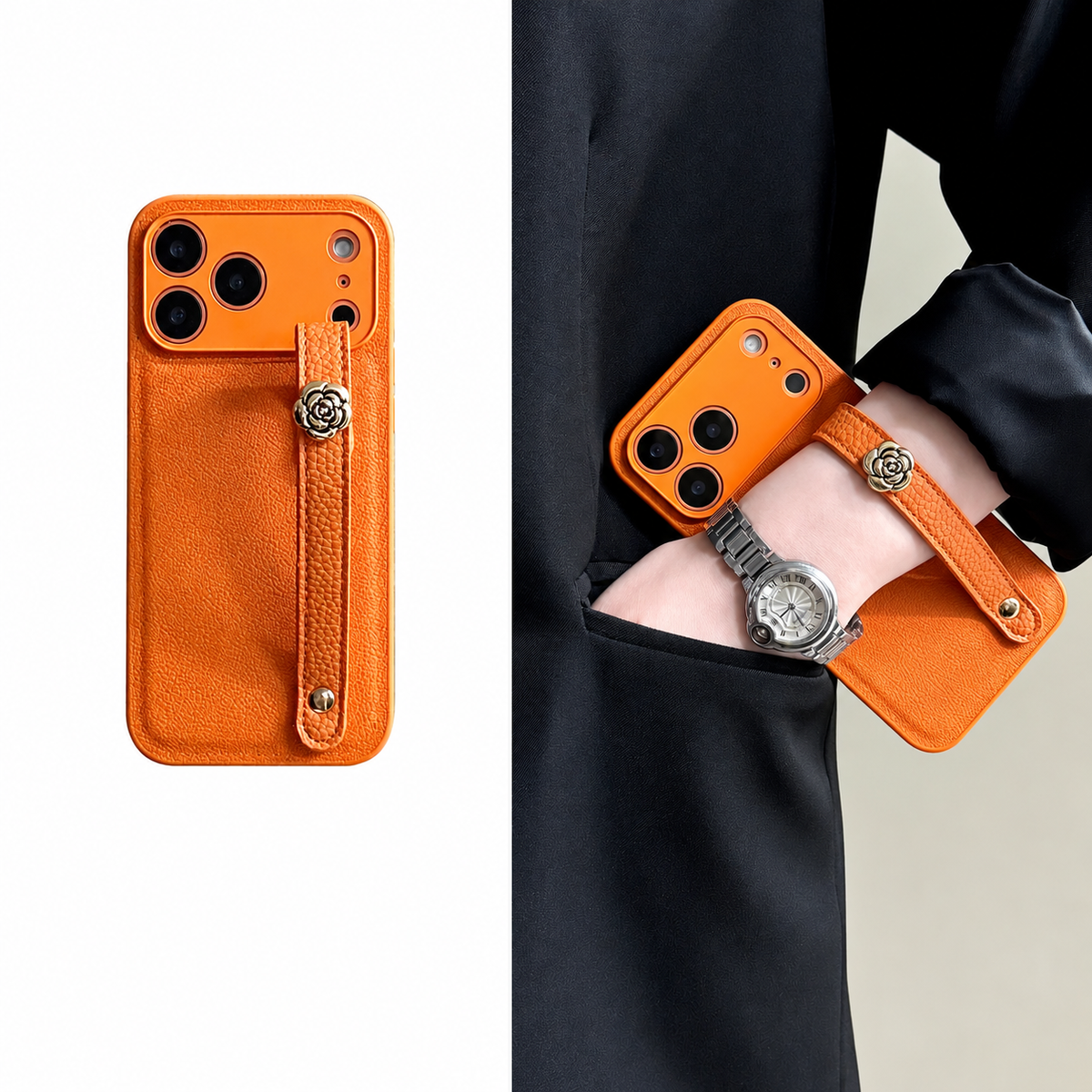 Camellia Wrist Strap iPhone Case
