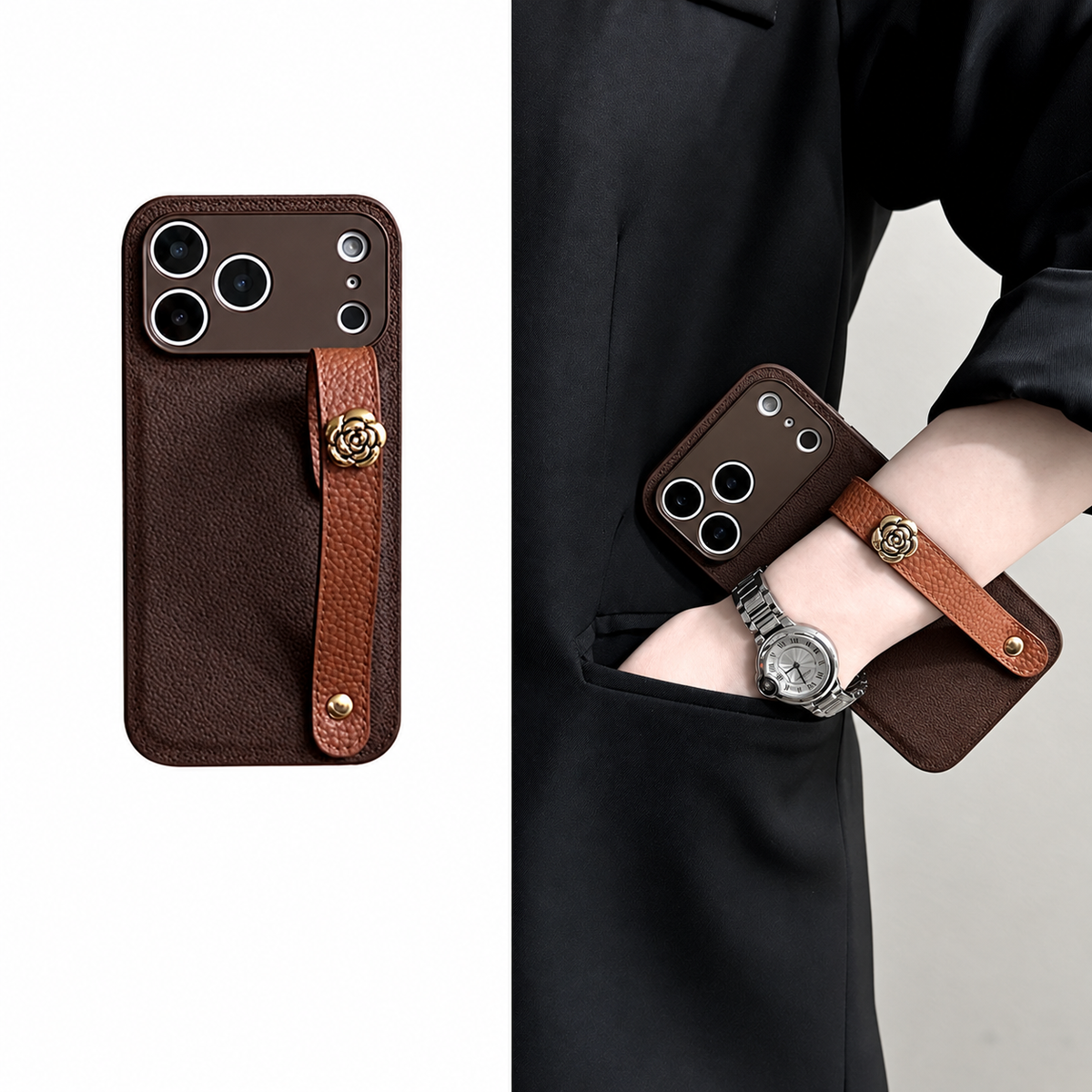 Camellia Wrist Strap iPhone Case