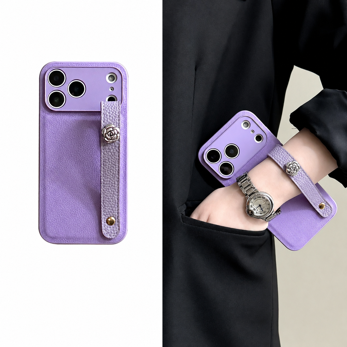 Camellia Wrist Strap iPhone Case