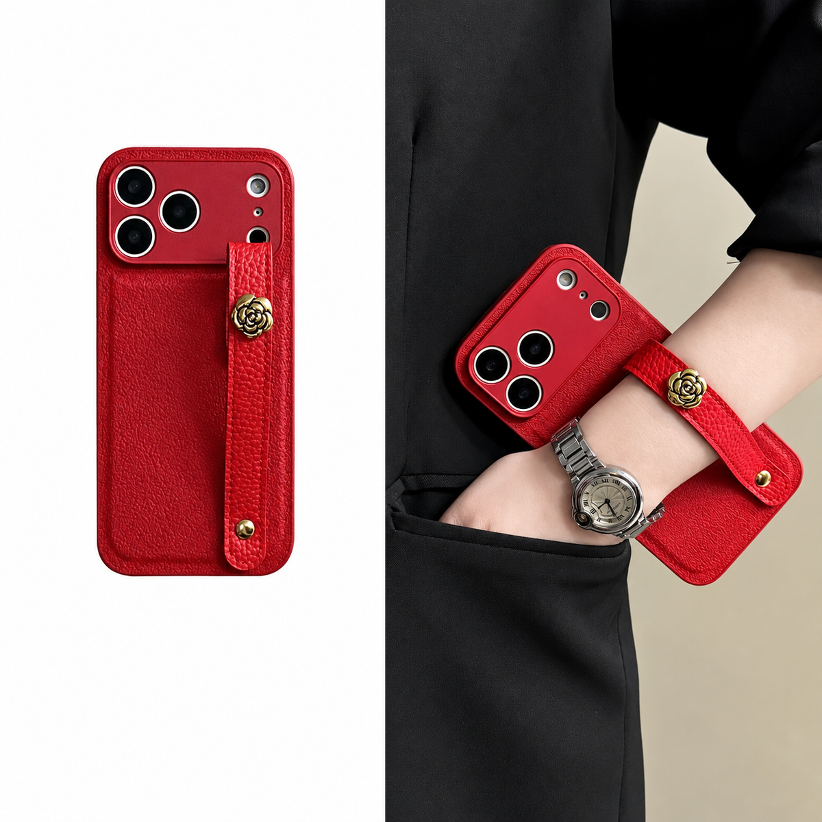 Camellia Wrist Strap iPhone Case