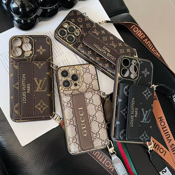 Classic Letter Crossbody Card Holder iPhone Case