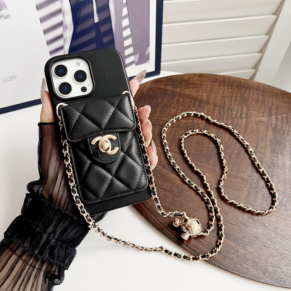 Crossbody Metal Buckle Leather iPhone Case