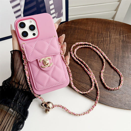 Crossbody Metal Buckle Leather iPhone Case