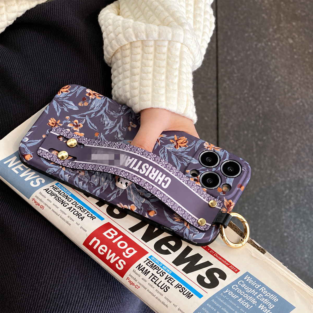 Ditsy Floral Wrist Strap iPhone Case