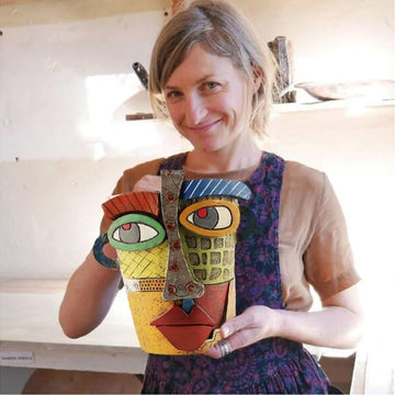 Handmade Picasso Brutalist Abstract Beauty Face Flower Pot