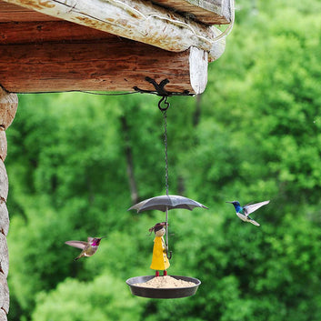 Girl Umbrella Bird Feeders for Garden Yard Decoration