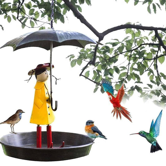 Girl Umbrella Bird Feeders for Garden Yard Decoration