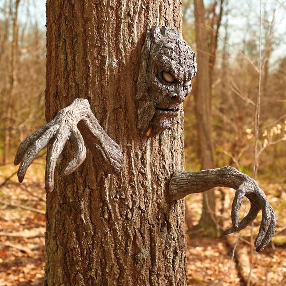 Decorazioni per esterni con facce di alberi demoniaci 3D di Halloween