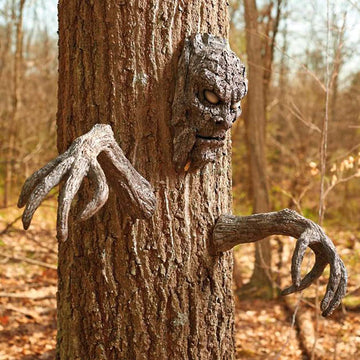 Decorazioni per esterni con facce di alberi demoniaci 3D di Halloween