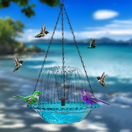 Hanging Bird Bath with Solar Fountain