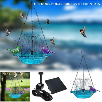 Hanging Bird Bath with Solar Fountain
