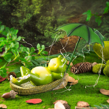 Solar Frog Umbrella Garden Decor Outdoor Statue