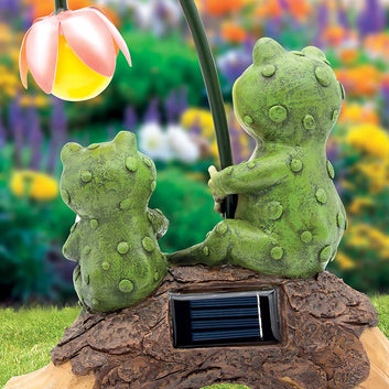 Solar Reading Frog Garden Ornaments Statues