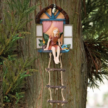 Window Ladder Fairy House Tree Hanging Sculpture
