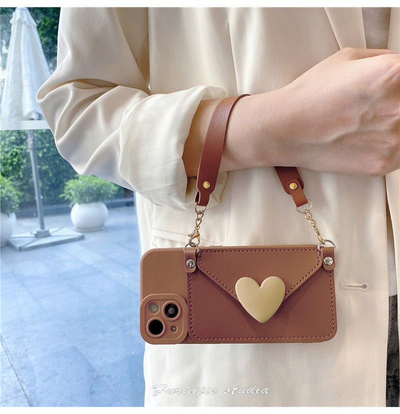Heart Pocket Crossbody iPhone Case with Wrist & Shoulder Strap