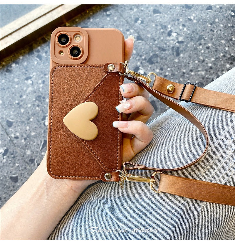 Heart Pocket Crossbody iPhone Case with Wrist & Shoulder Strap
