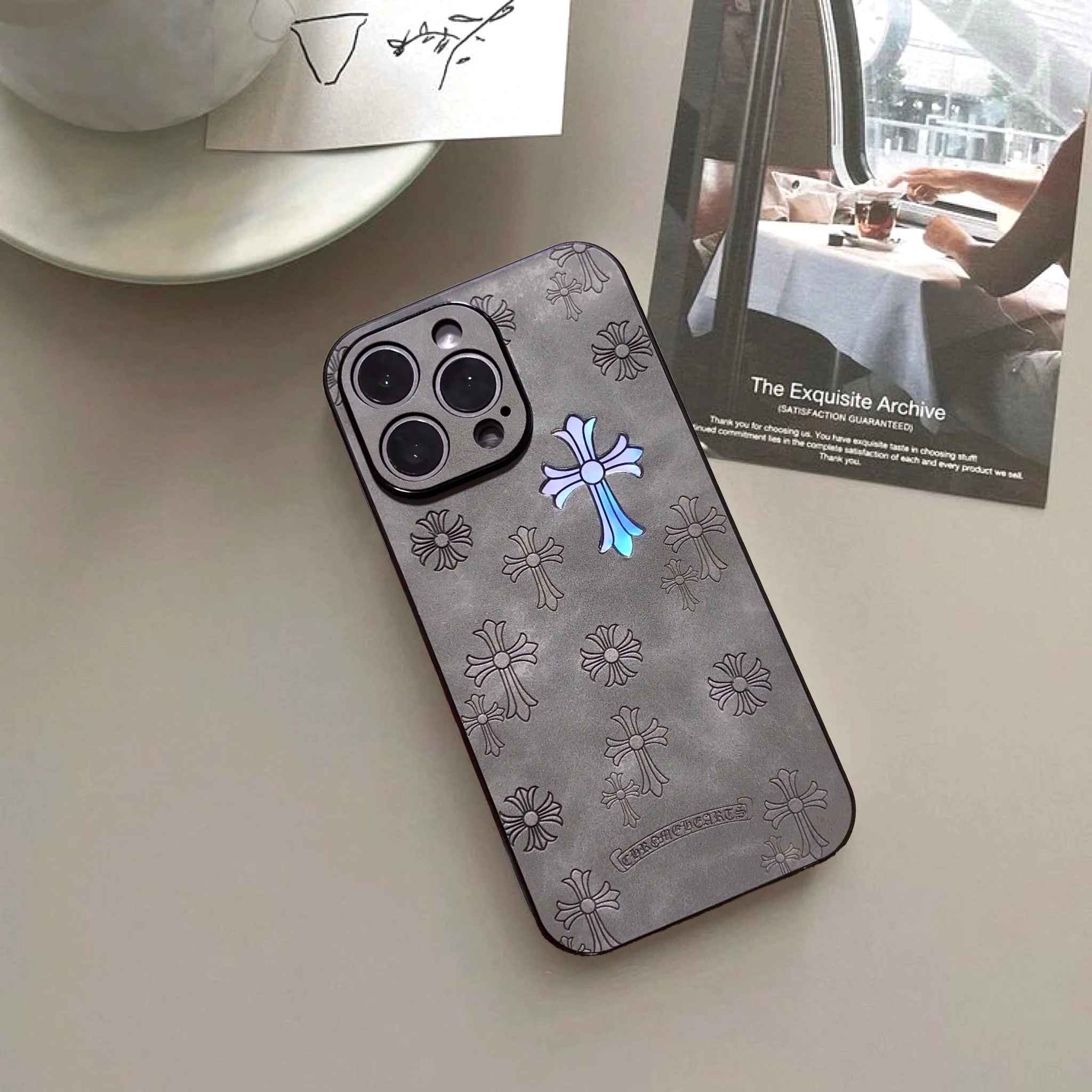 Laser ChromeHearts Pattern iPhone Case