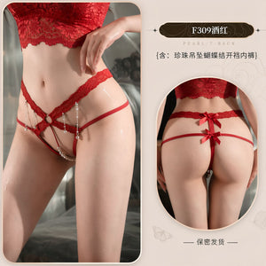 Lace Bead-Pendant Thong - 309A