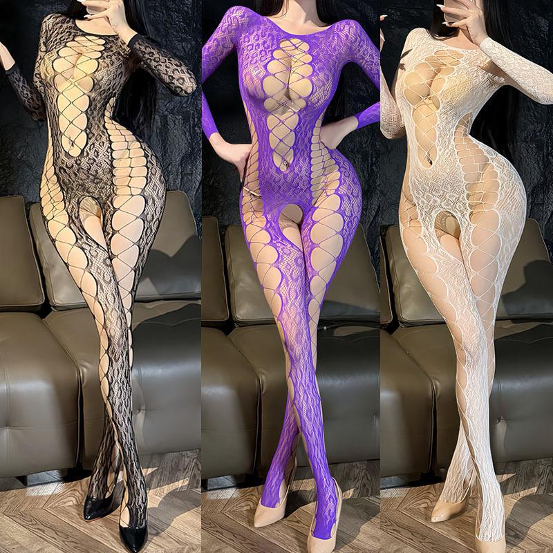 Leopard Jacquard Mesh Bodystocking - W88