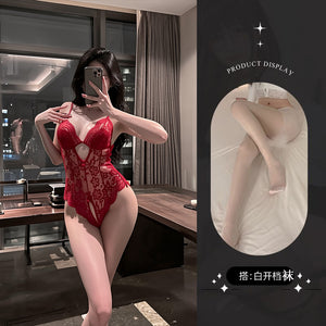 Lace Bodysuit and Stocking Options - 5907