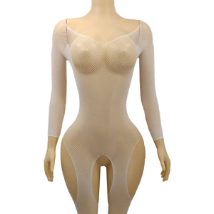 Fine-Mesh Strappy Bodysuit