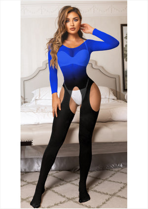 Fine-Mesh Open-Crotch Bodysuit