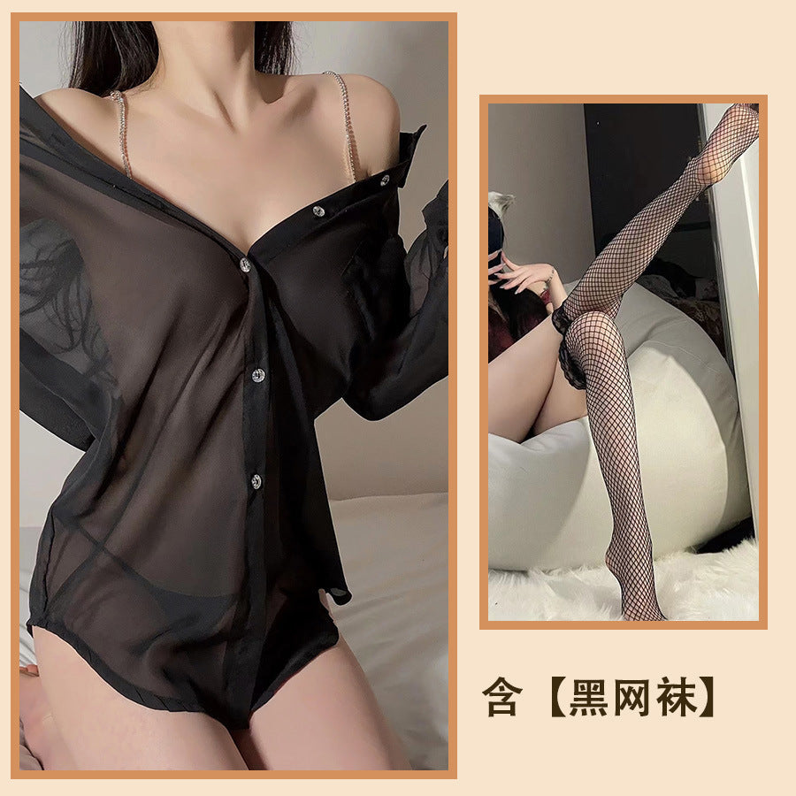 Sheer Chain-Detail Shirt and Thong Options