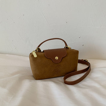 Niche Fashion Dragon Bags Xiang Handbag Suede Style Women'S Simple Splicing Dumpling Bag Single Shoulder Tide Messenger Bag