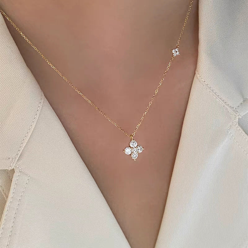 Sterling Silver Double Clover Necklace - view 4