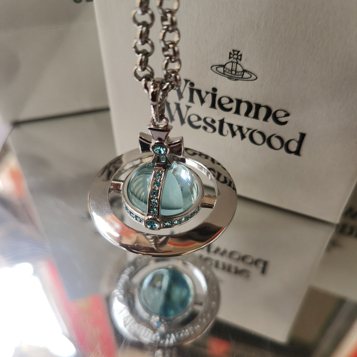 Glacier Blue Planet Pendant Necklace - view 13