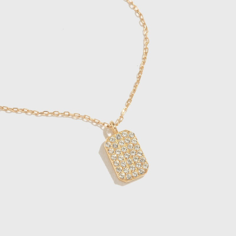 Sterling Silver Sparkling Rectangular Pendant Necklace - view 3