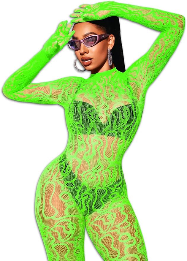 Bow and Floral-Detail Mesh Bodysuit