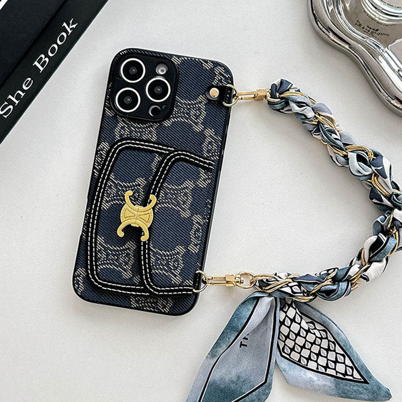 Patterned Phone Case with Scarf Handle or Crossbody Strap