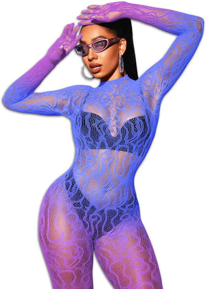 Bow and Floral-Detail Mesh Bodysuit