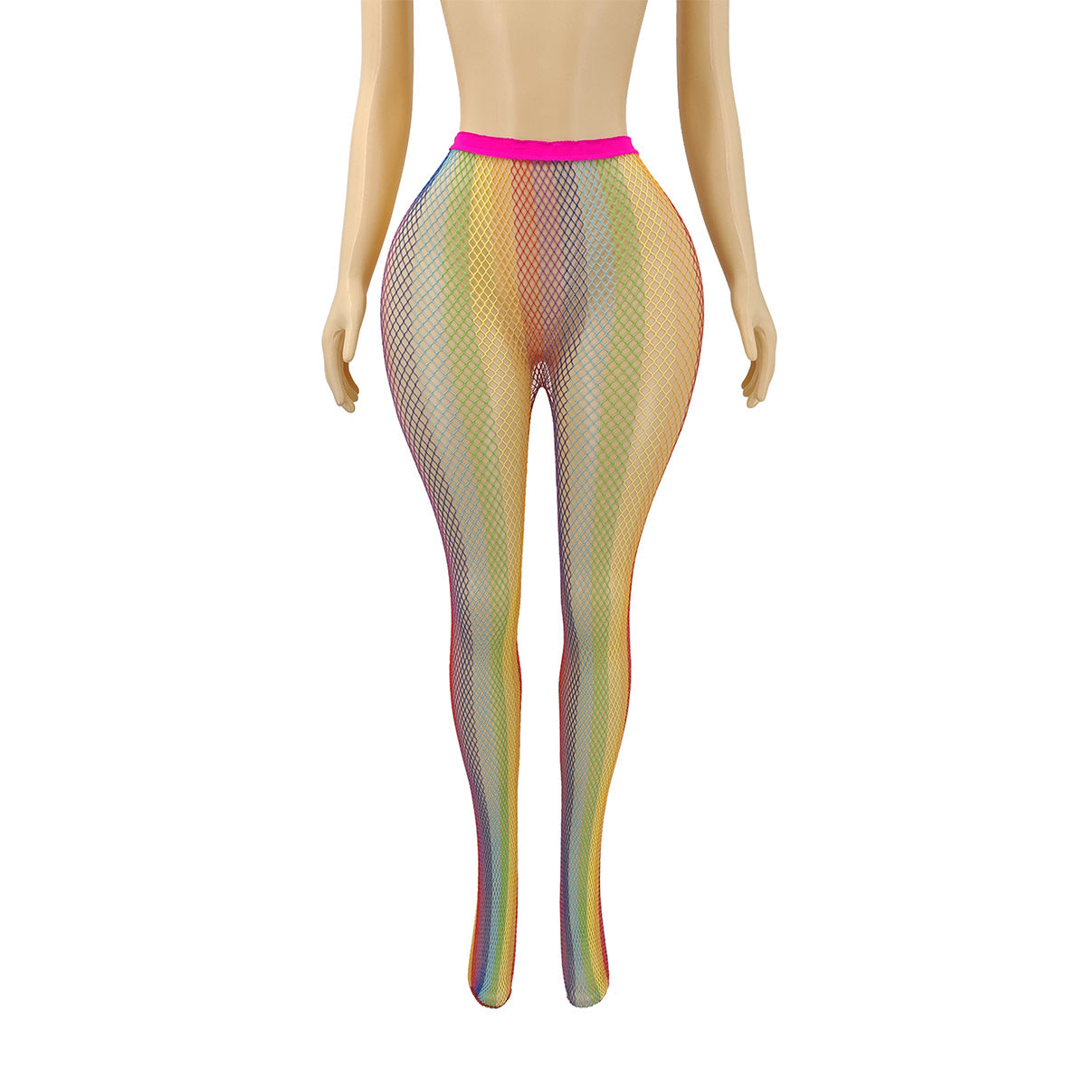 Rainbow Fishnet Tights in Four Mesh Sizes