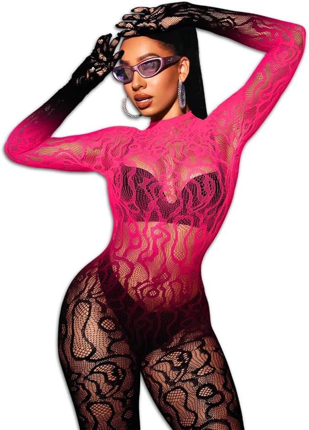 Bow and Floral-Detail Mesh Bodysuit