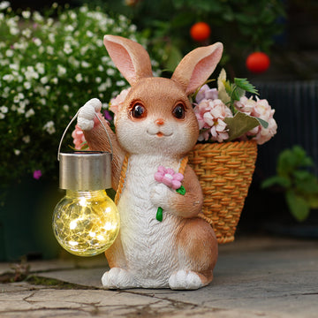 Vaso da fiori con luce solare per coniglio da giardino 