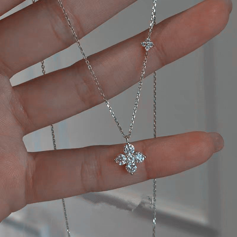 Sterling Silver Double Clover Necklace - view 6