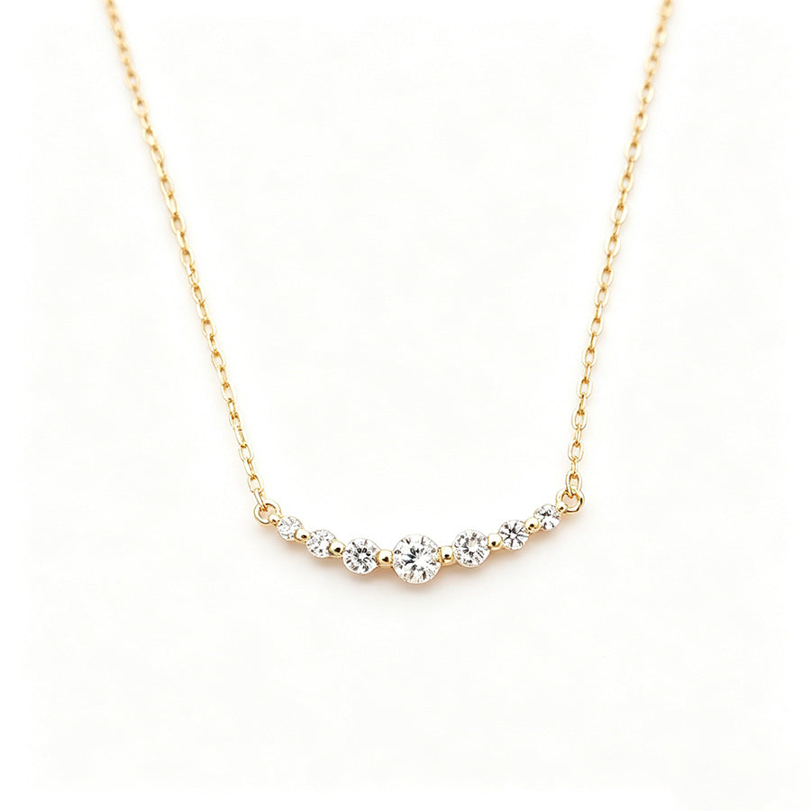 Sterling Silver Graduated Zirconia Smile Necklace - view 5