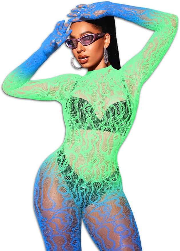 Bow and Floral-Detail Mesh Bodysuit