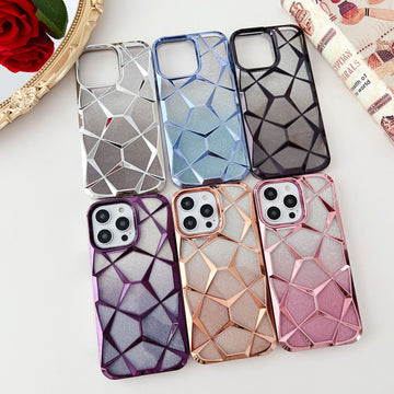 Gradual Change Glitter Mobile Phone Case Electroplating Three-Dimensional Diamond Apple Protective Case IPhone17Promax IPhone Case