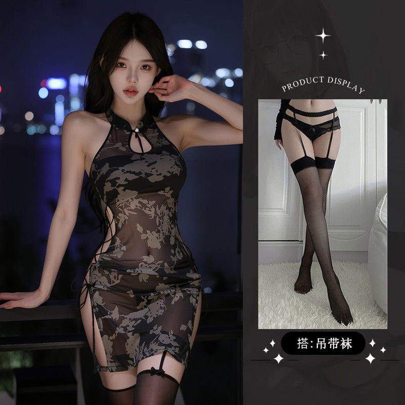 Sheer Qipao-Style Lingerie Dress - 5941
