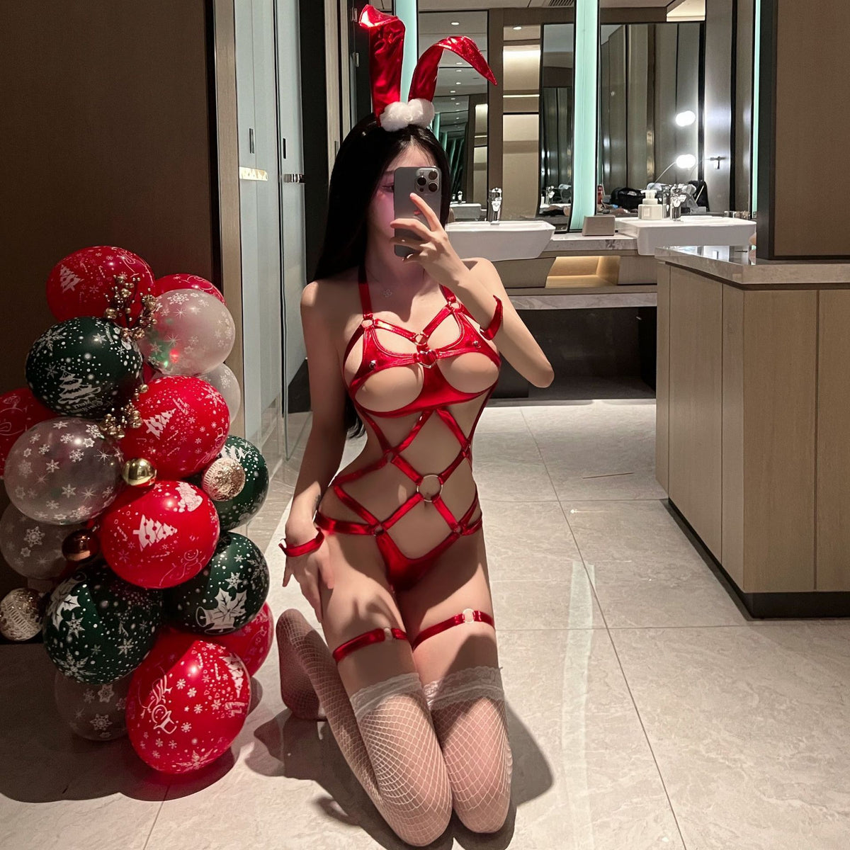 Bunny-Ear Costume with Detachable Tail