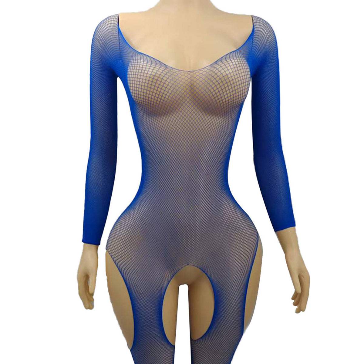 Fine-Mesh Open-Crotch Bodysuit