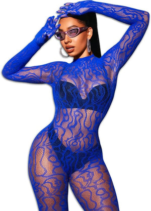 Bow and Floral-Detail Mesh Bodysuit